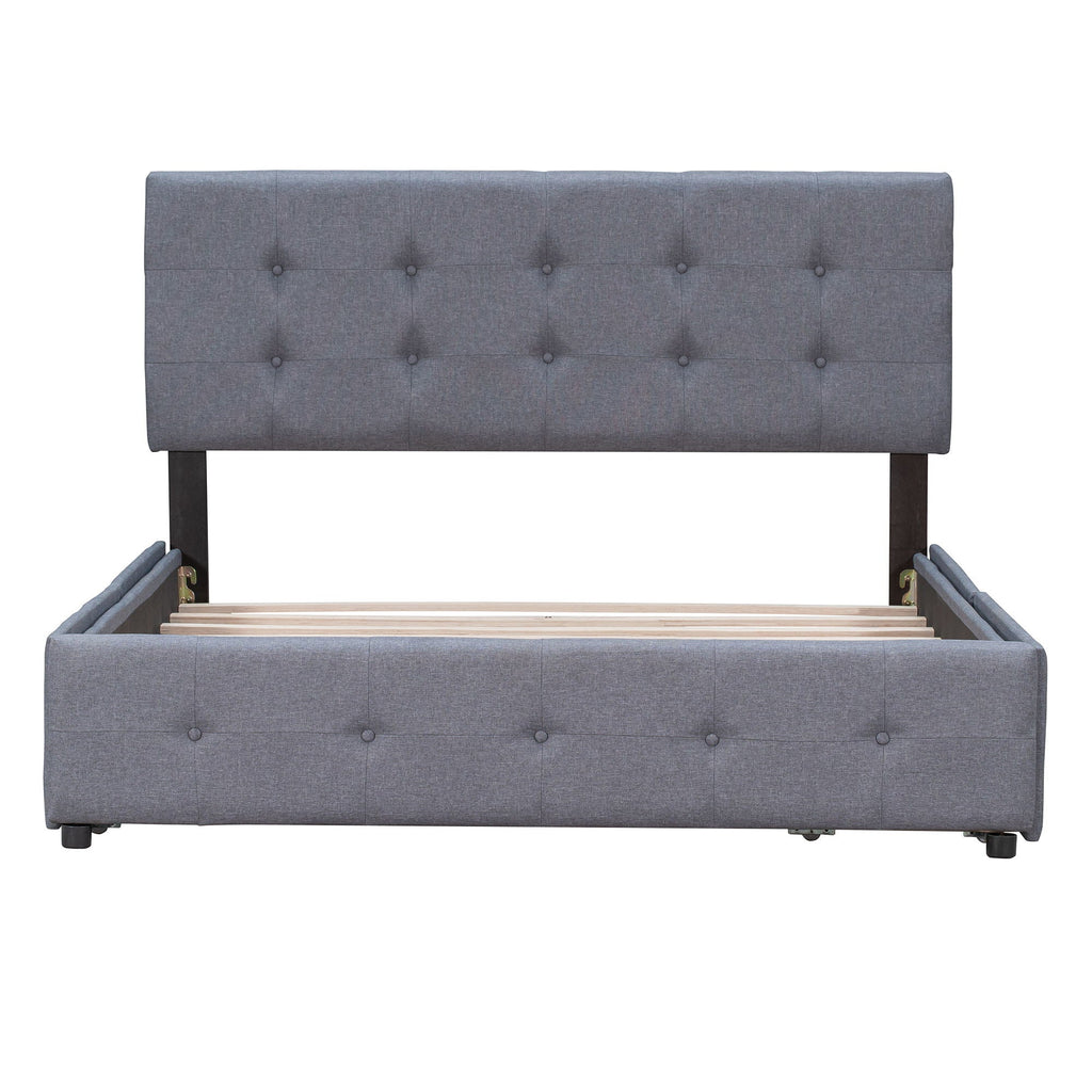 Upholstered Platform Bed With Classic Headboard And Drawers, No Box Spring Needed by Unique Piece Furniture