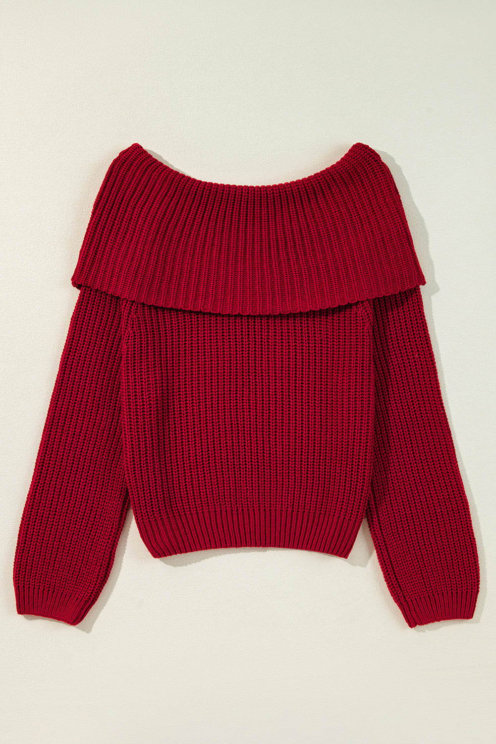 Racing Red Off-the-shoulder Knit Sweater by Dear-Lover Dropshipping
