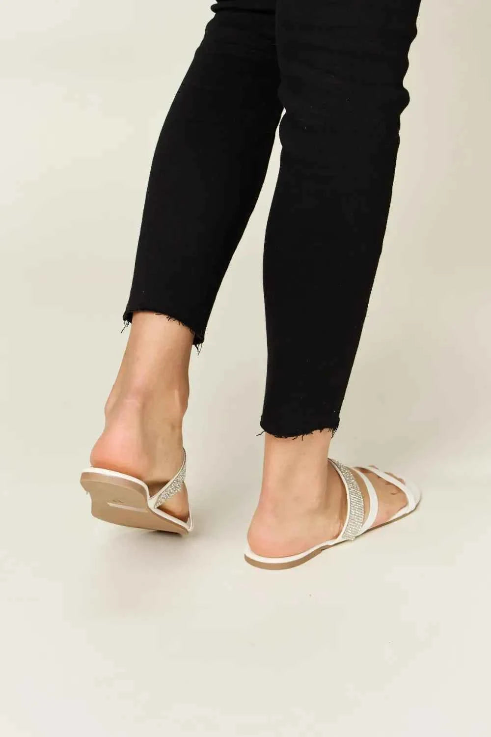 WILD DIVA Rhinestone Strappy Flat Sandals by Wild and Free Boutique