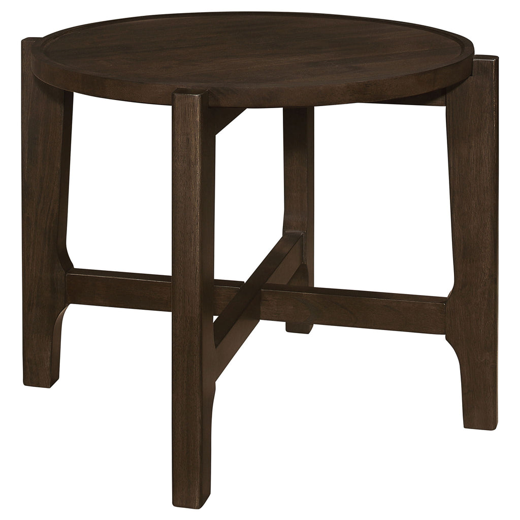 Cota Round Solid Wood End Table Dark Brown by Unique Piece Furniture