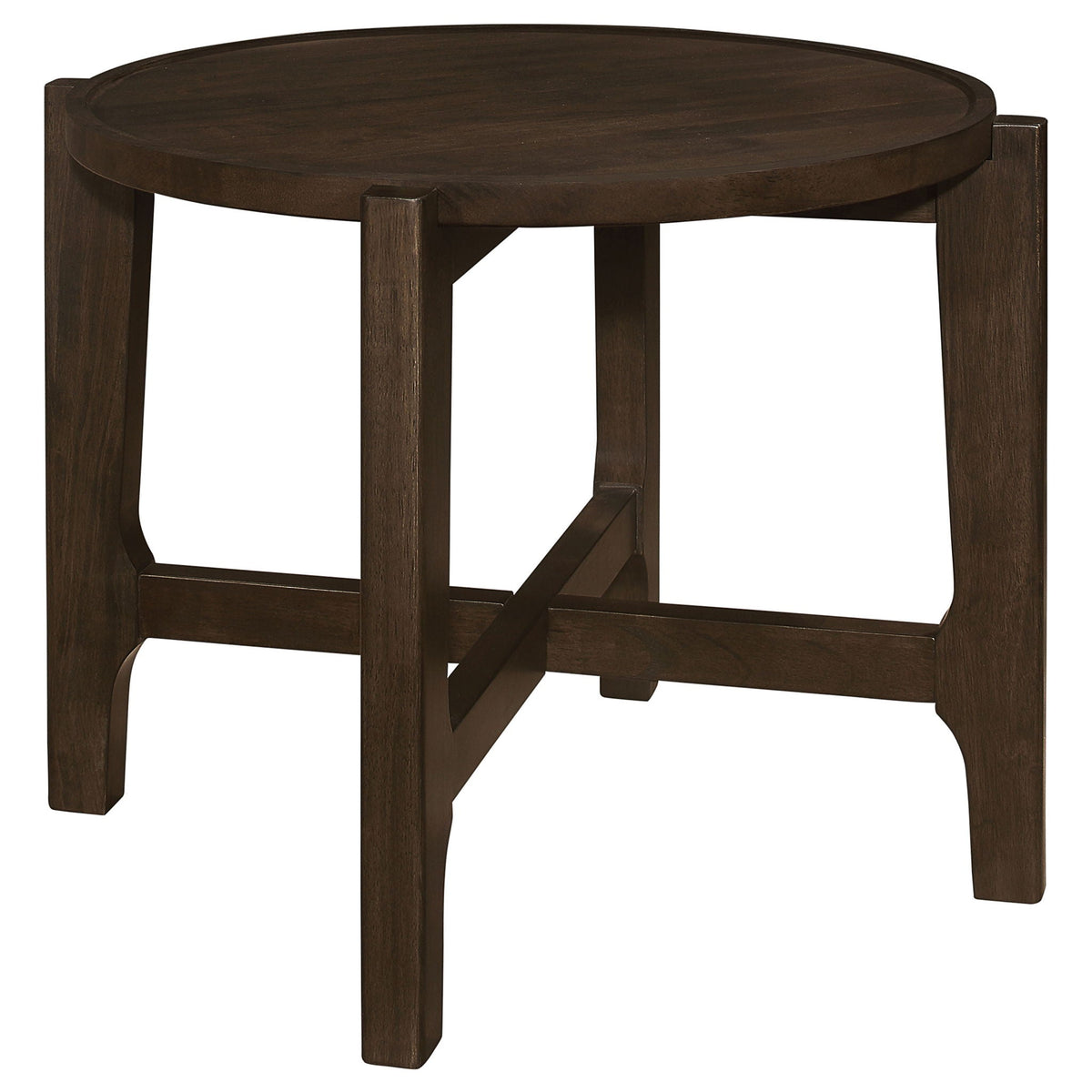 Cota Round Solid Wood End Table Dark Brown by Unique Piece Furniture