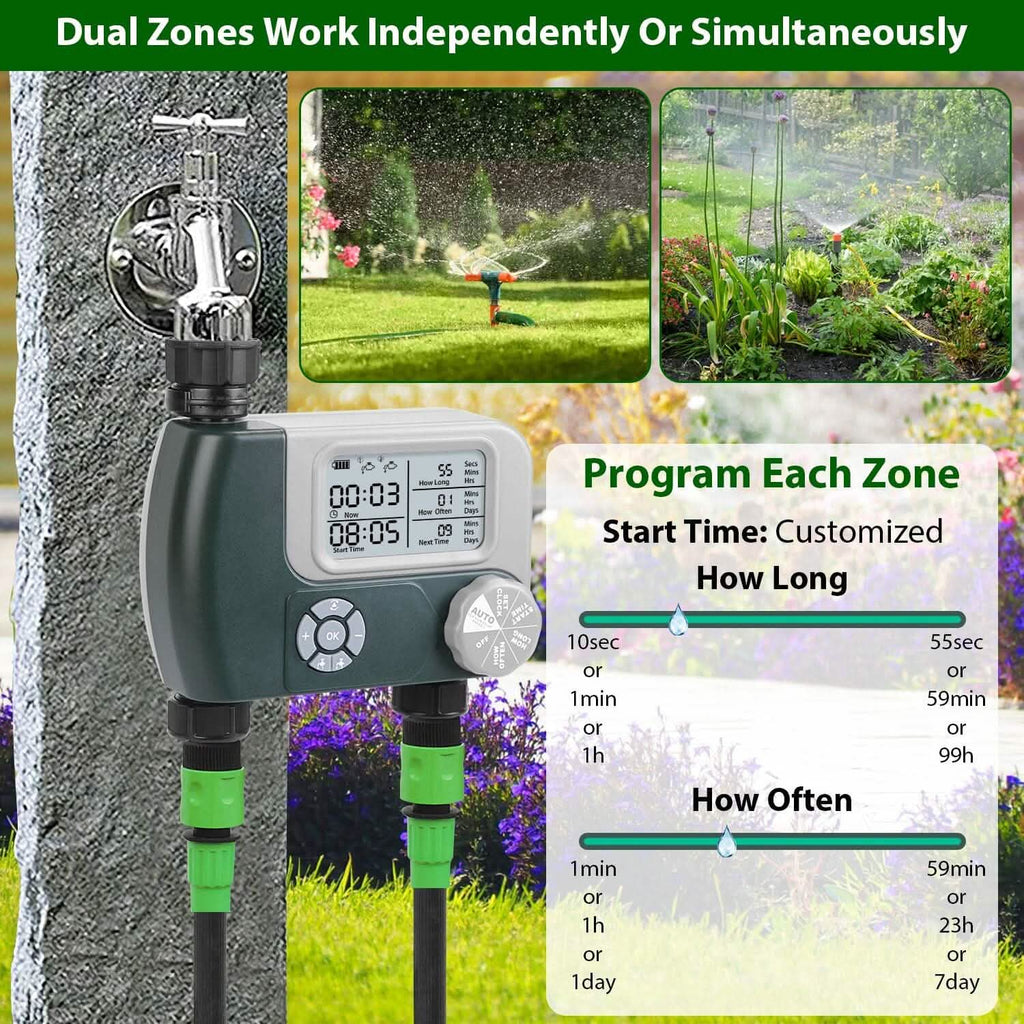 Digital Programmable Sprinkler Timer with 2 Outlet Zones by DailySale