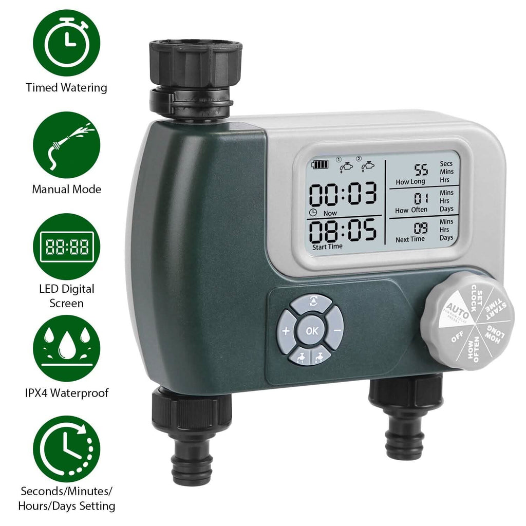 Digital Programmable Sprinkler Timer with 2 Outlet Zones by DailySale