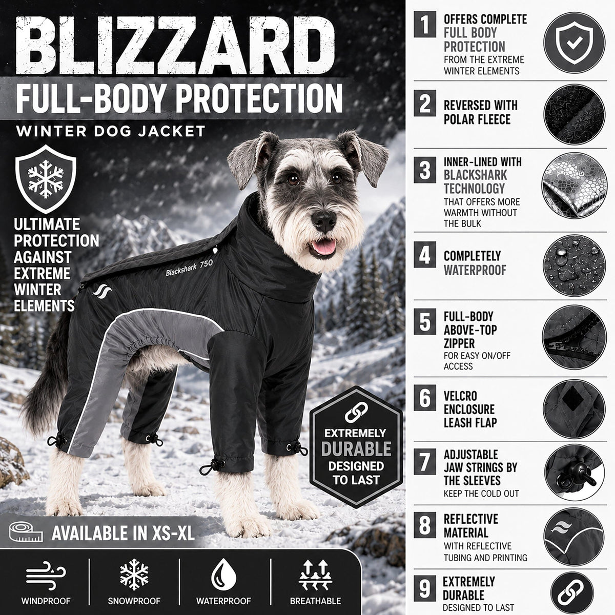 Dog Helios ® Blizzard Full-Bodied Adjustable and 3M Reflective Dog Jacket by Pet Life
