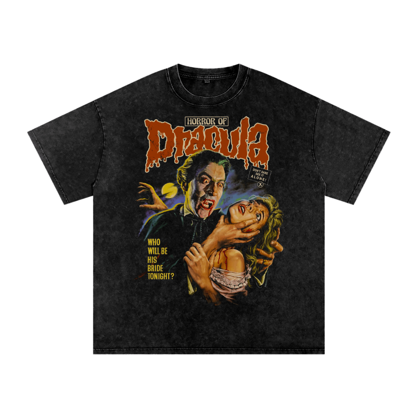 Dracula Bites Vintage Acid Wash Oversize T-Shirt by Goth Cloth Co.