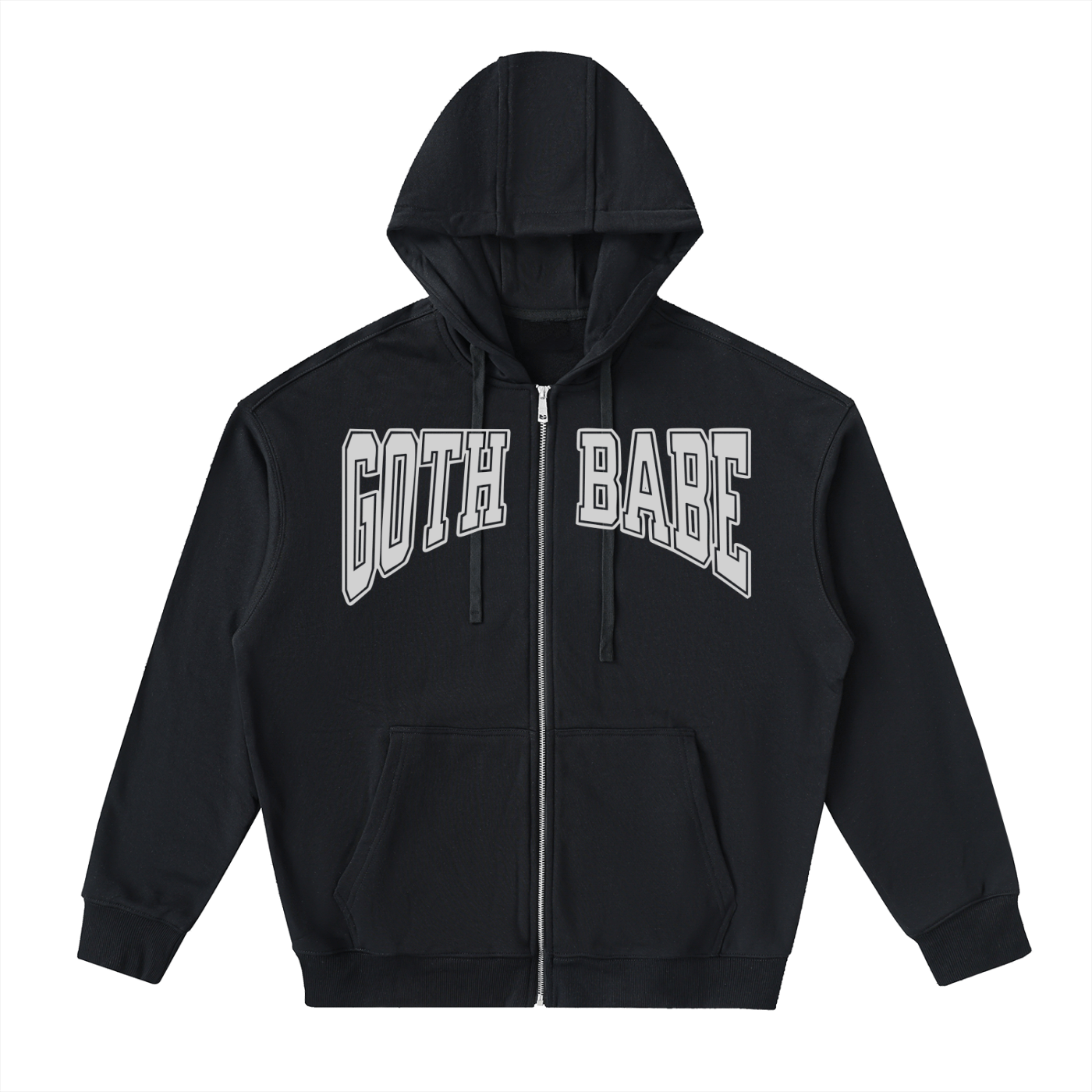 Drop-Shoulder Zip Up Hoodie by Goth Cloth Co.