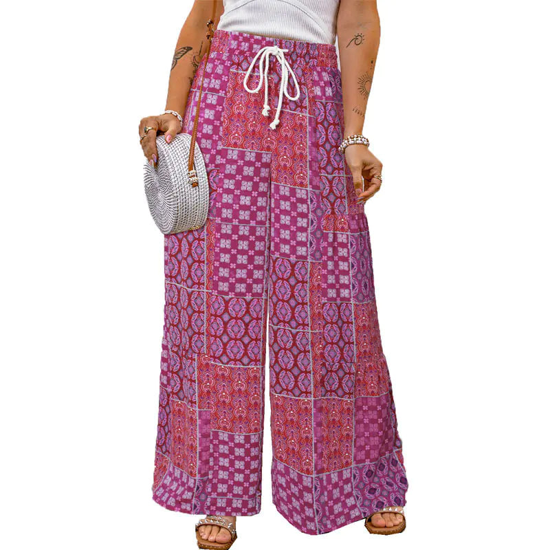 Women's Color block Paisley Wide Leg Pants by Trendy Attic Store01