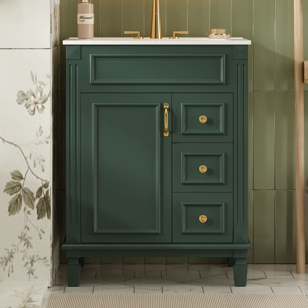 Bathroom Vanity With Sink, Compact Cabinet & 2 Drawers And Adjustable Shelf by Unique Piece Furniture