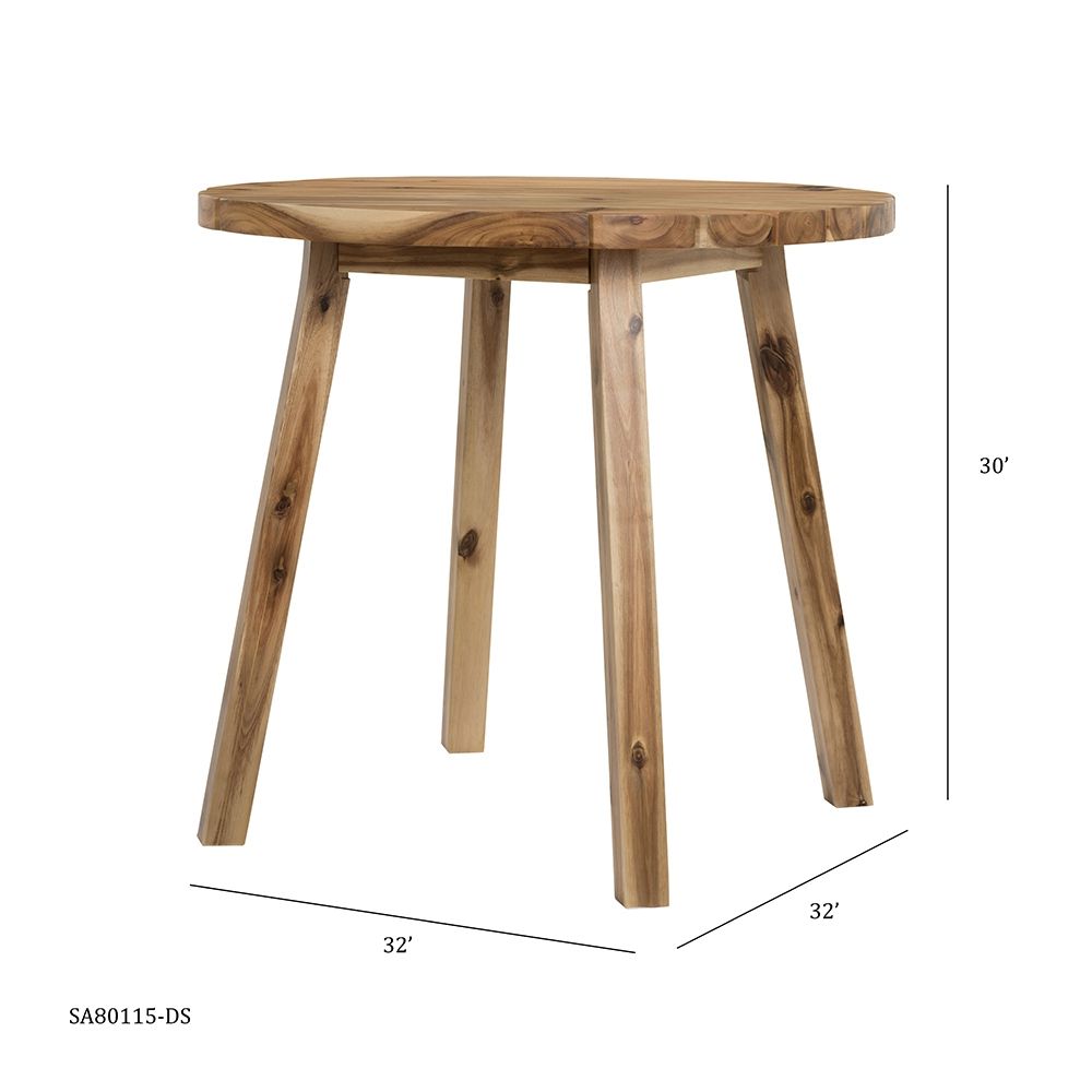 Round Dining Table, Solid Wood - Natural Wood / Brown by Unique Piece Furniture