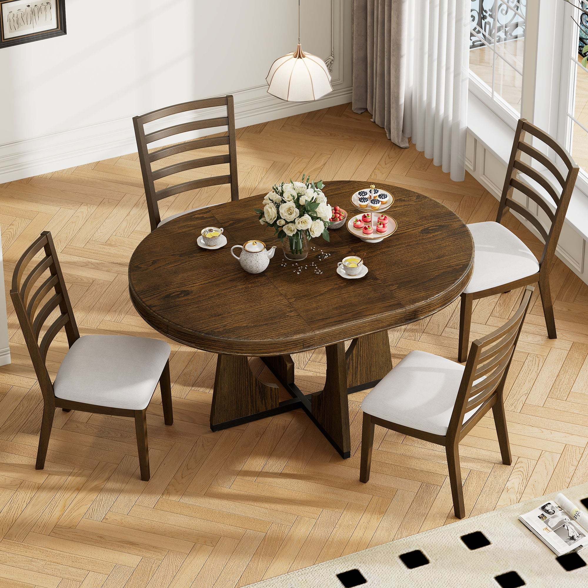 Round Dining Table Set For 4 With Chairs by Unique Piece Furniture