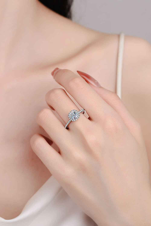 1 Carat Moissanite 925 Sterling Silver Halo Ring by Wild and Free Boutique