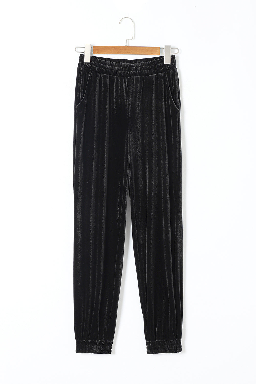 Black Solid Velvet Jogger Pants by Dear-Lover Dropshipping