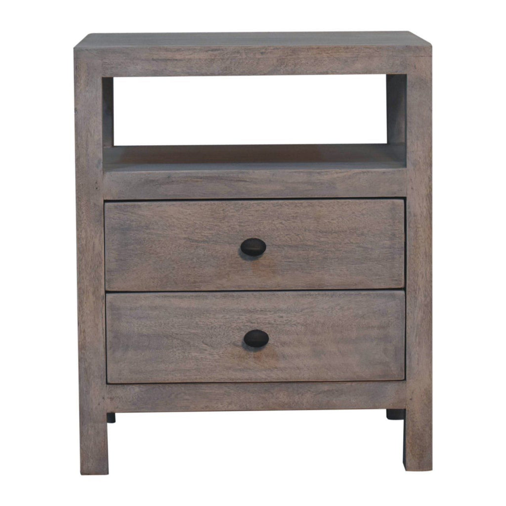 2 Drawer Open Bedside Table - Gray Ash by Unique Piece Furniture