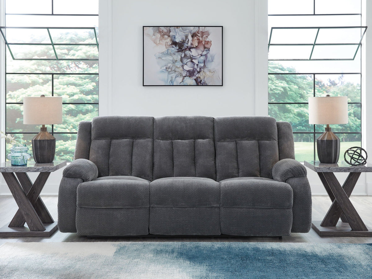 Observation - Reclining Power Sofa With Drop Down Table - Steel by Unique Piece Furniture
