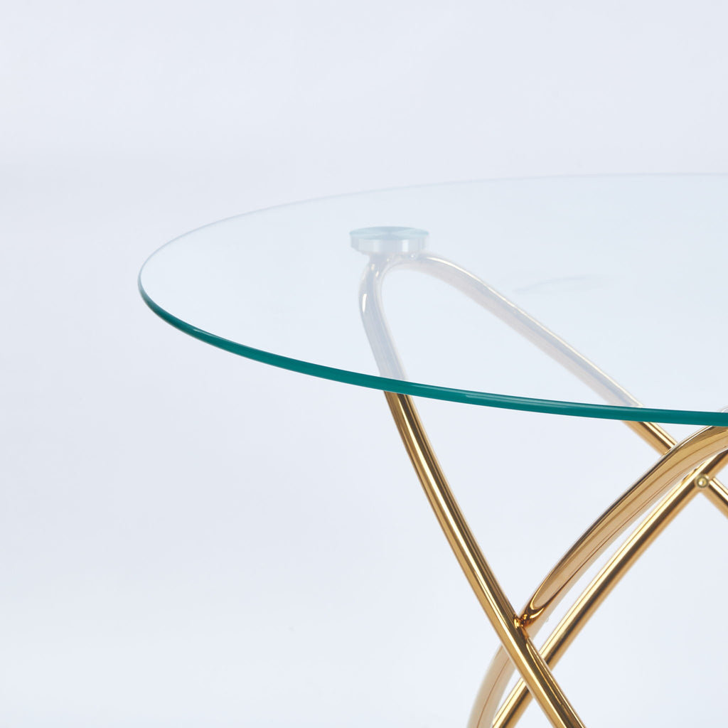 Metal Leg Dining Table With Tempered Glass Top by Unique Piece Furniture