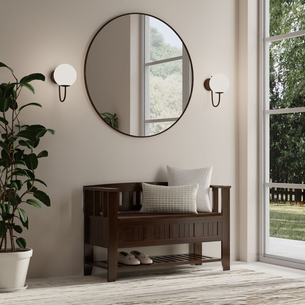 Acadian - Entryway Storage Bench With Shelf - Brown by Unique Piece Furniture