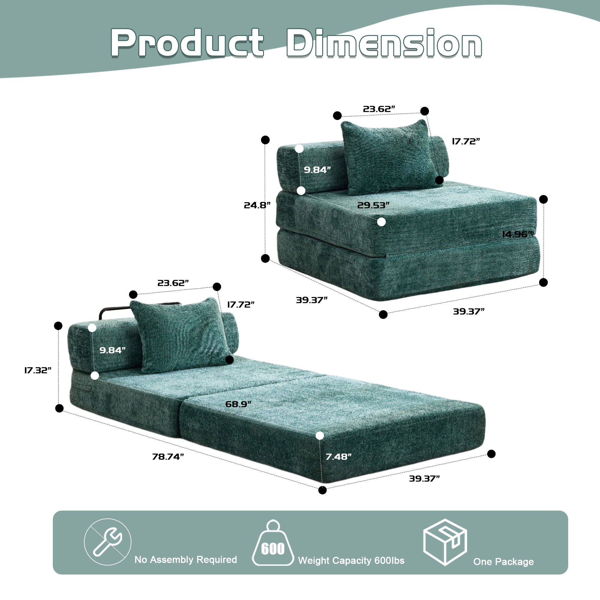 Convertible Floor Sofa Bed With Fixed Shape Frame For Living Room by Unique Piece Furniture