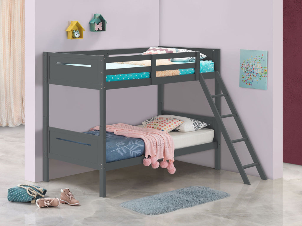 Littleton Wood Twin Over Twin Bunk Bed Grey by Unique Piece Furniture