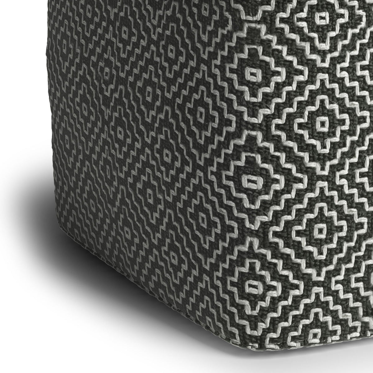 Briella - Square Woven Outdoor / Indoor Pouf - Gray / White by Unique Piece Furniture