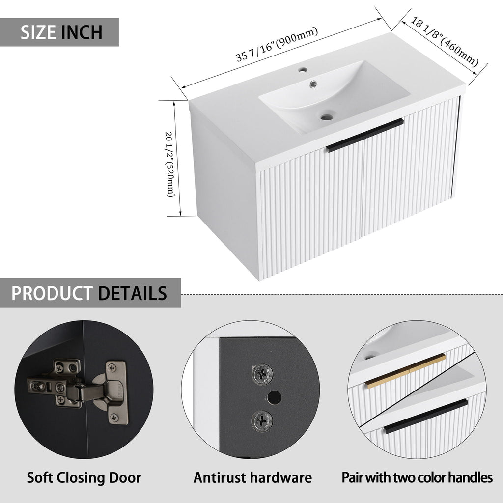 Contemporary Wall Mounted Bathroom Vanity With Resin Double Sink by Unique Piece Furniture