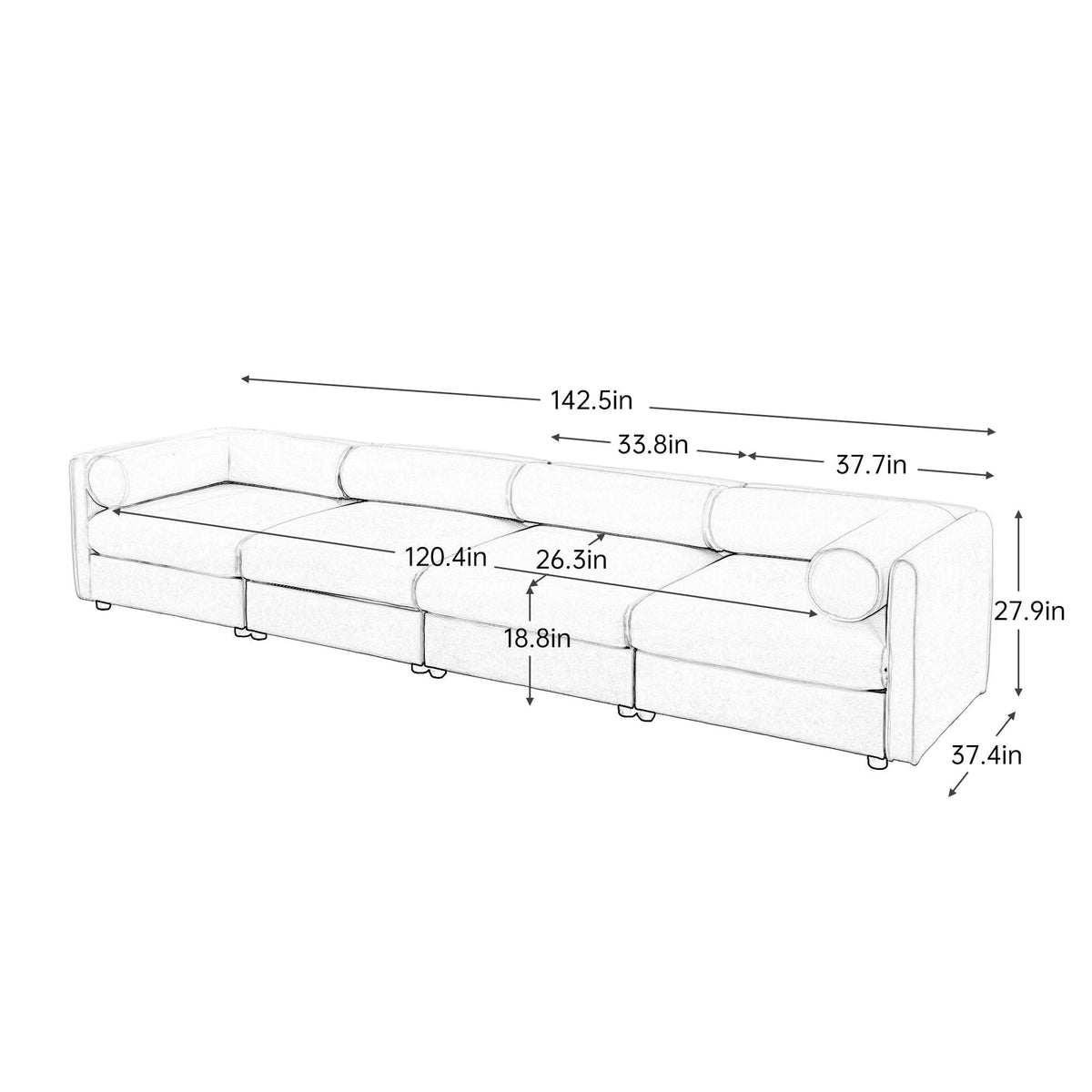 Stylish Sofa With Storage Seat And Cylindrical Backrest by Unique Piece Furniture