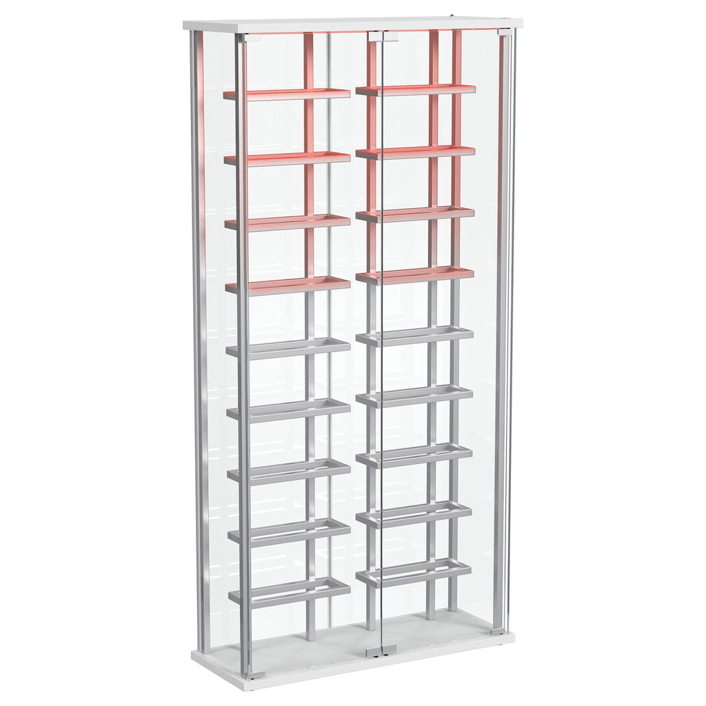 Montara Tempered Glass Wine Storage LED Curio Cabinet Chrome by Unique Piece Furniture