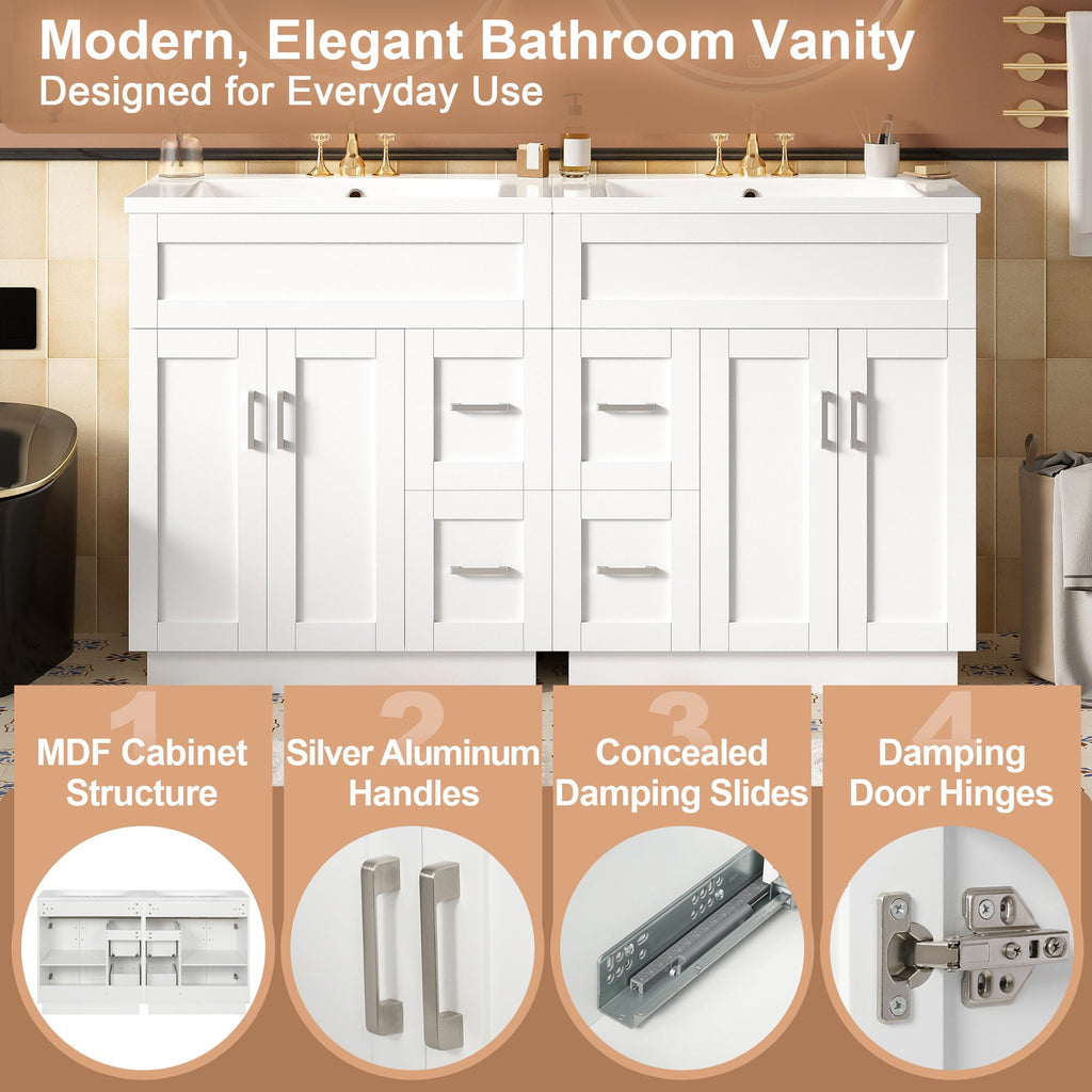 Bathroom Vanity With 2 Doors, 2 Drawers, Adjustable Shelf, Hidden Slides & Soft Close Hinges by Unique Piece Furniture