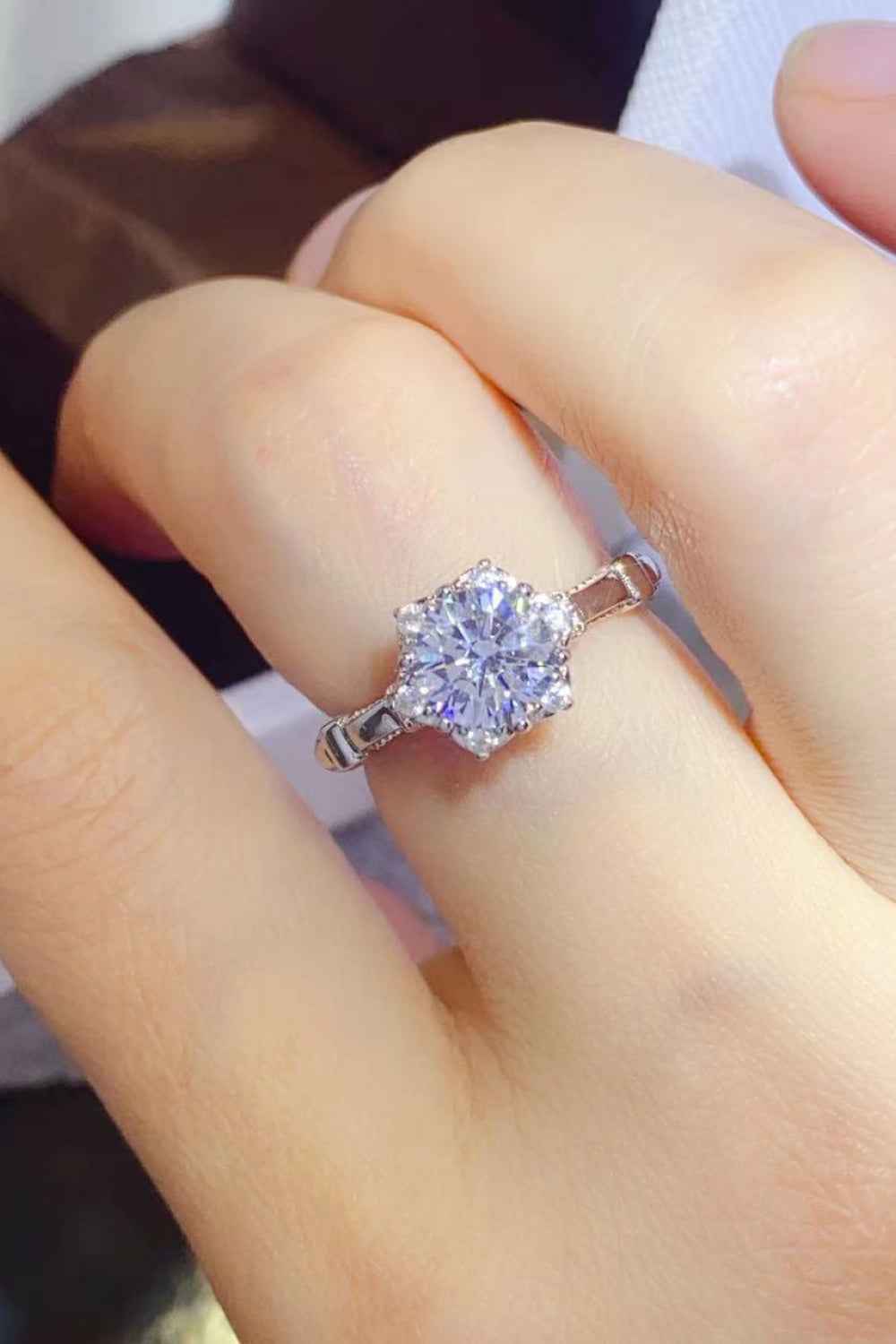 1 Carat Moissanite 925 Sterling Silver Ring by Wild and Free Boutique
