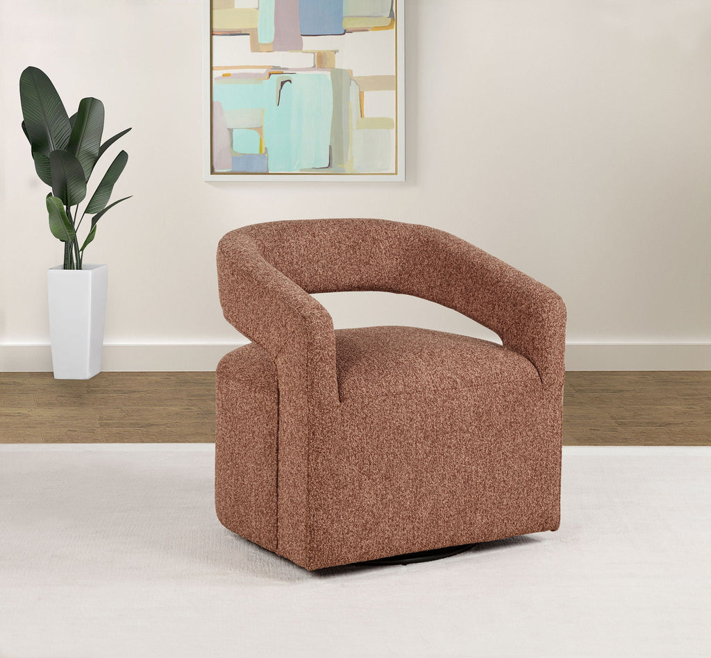 Westhill Boucle Upholstered Swivel Accent Chair Berry by Unique Piece Furniture