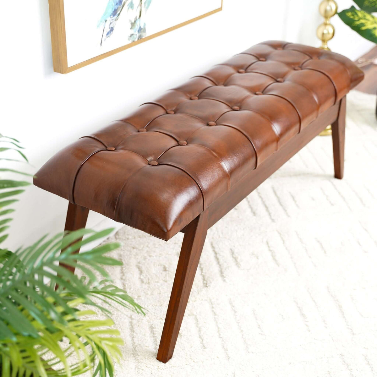 Maja - Bench - Cognac / Dark Brown by Unique Piece Furniture