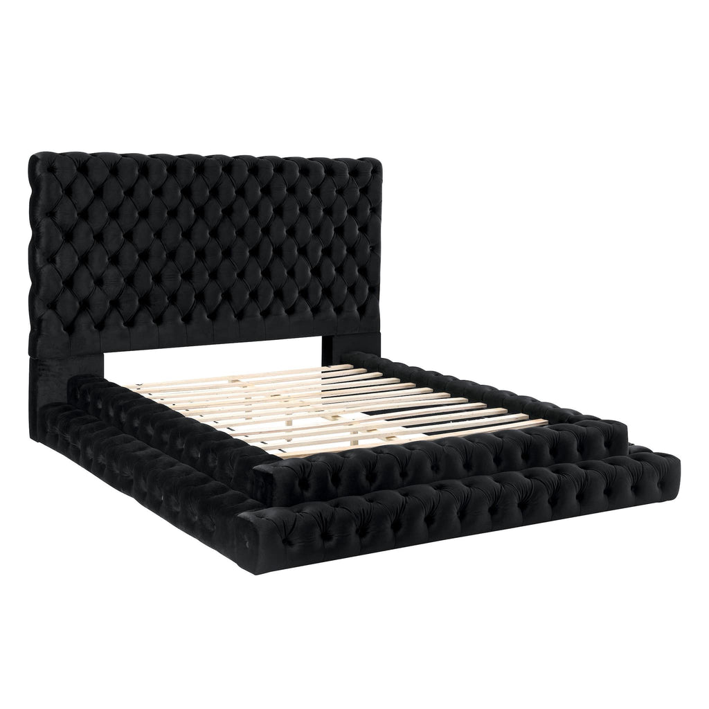 Tufted Oversized Headboard Platform Bed With Fully Upholstered Frame by Unique Piece Furniture