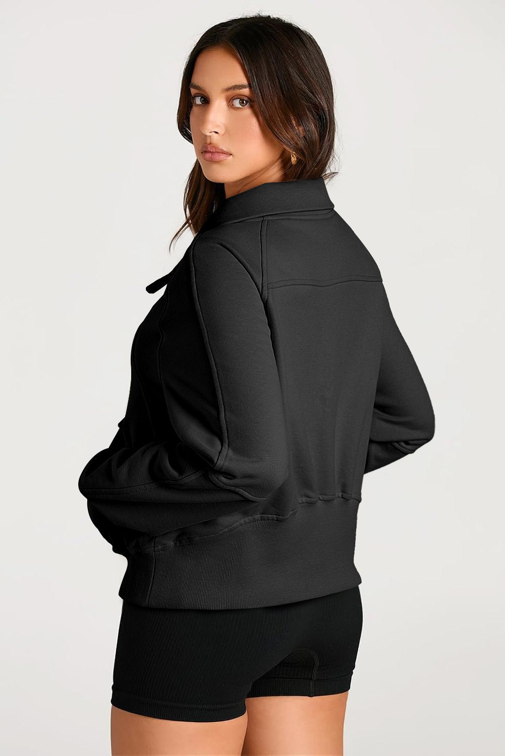 Smoke Green Quarter Zip Stand Neck Kangaroo Pocket Sweatshirt by Wild and Free Boutique