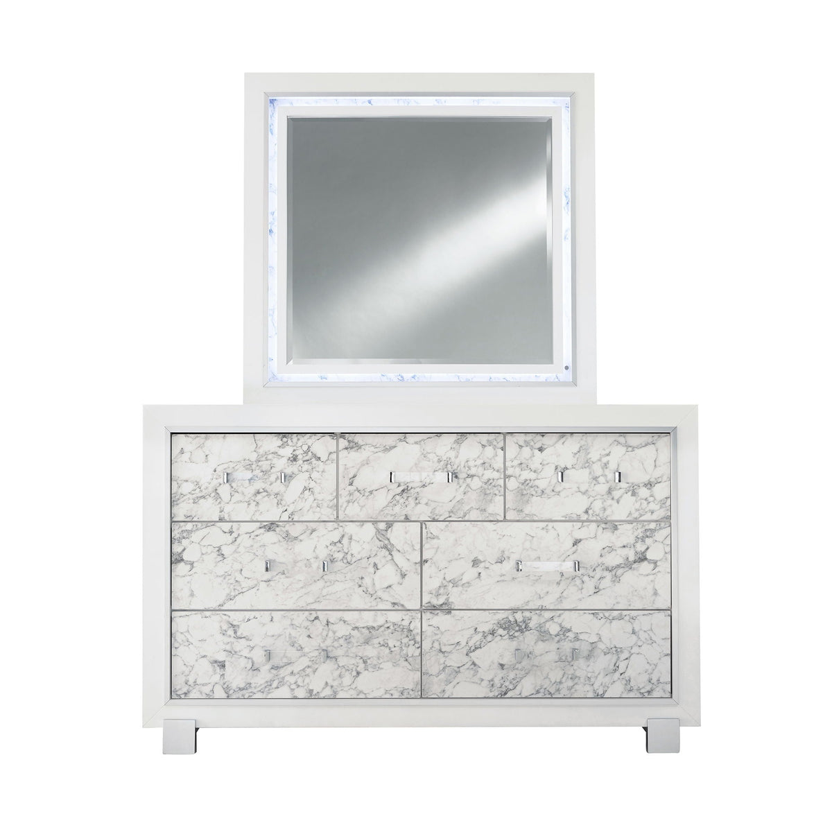 Skye - Marble Mirror - White by Unique Piece Furniture