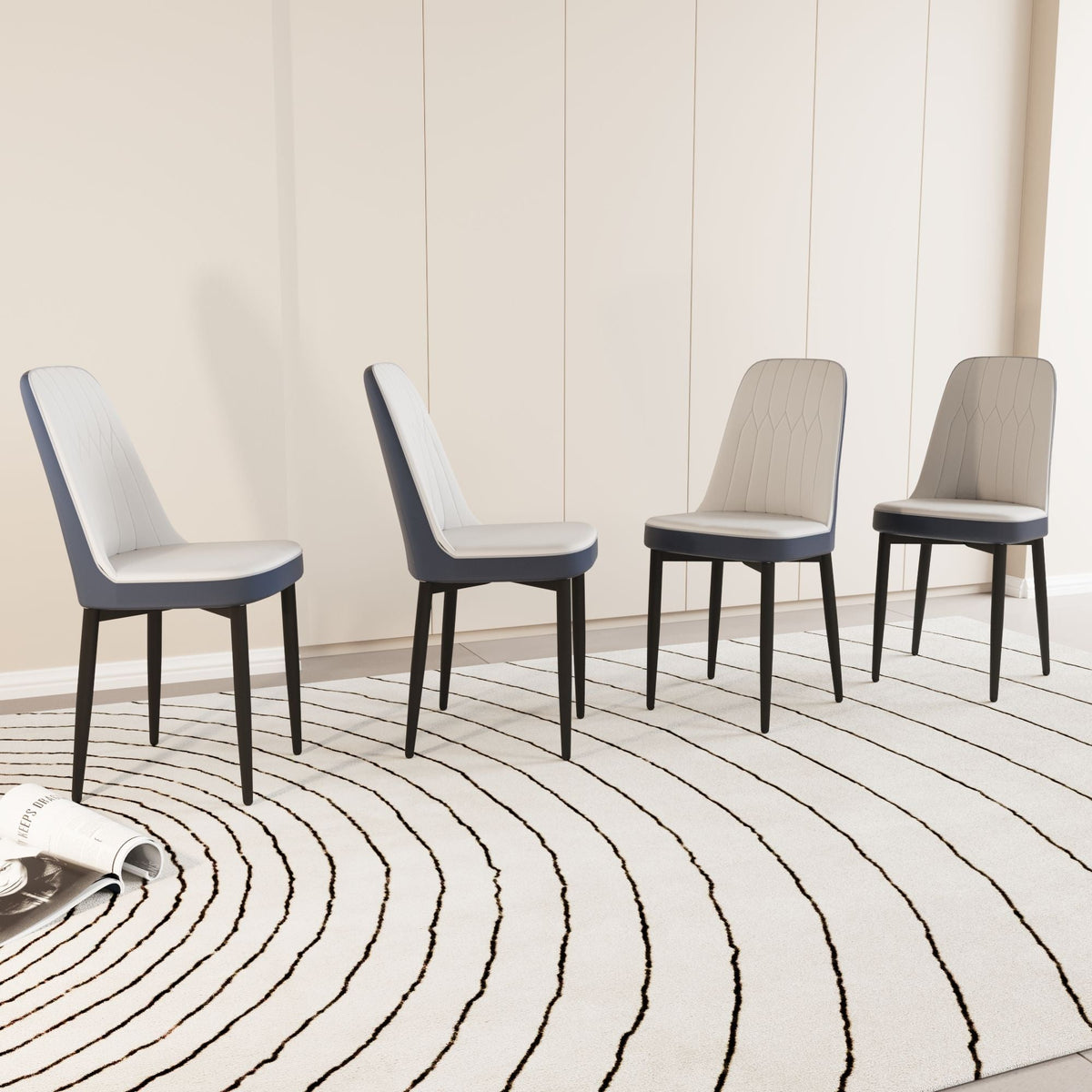 Modern Dining Chair With Cushions And Metal Legs by Unique Piece Furniture