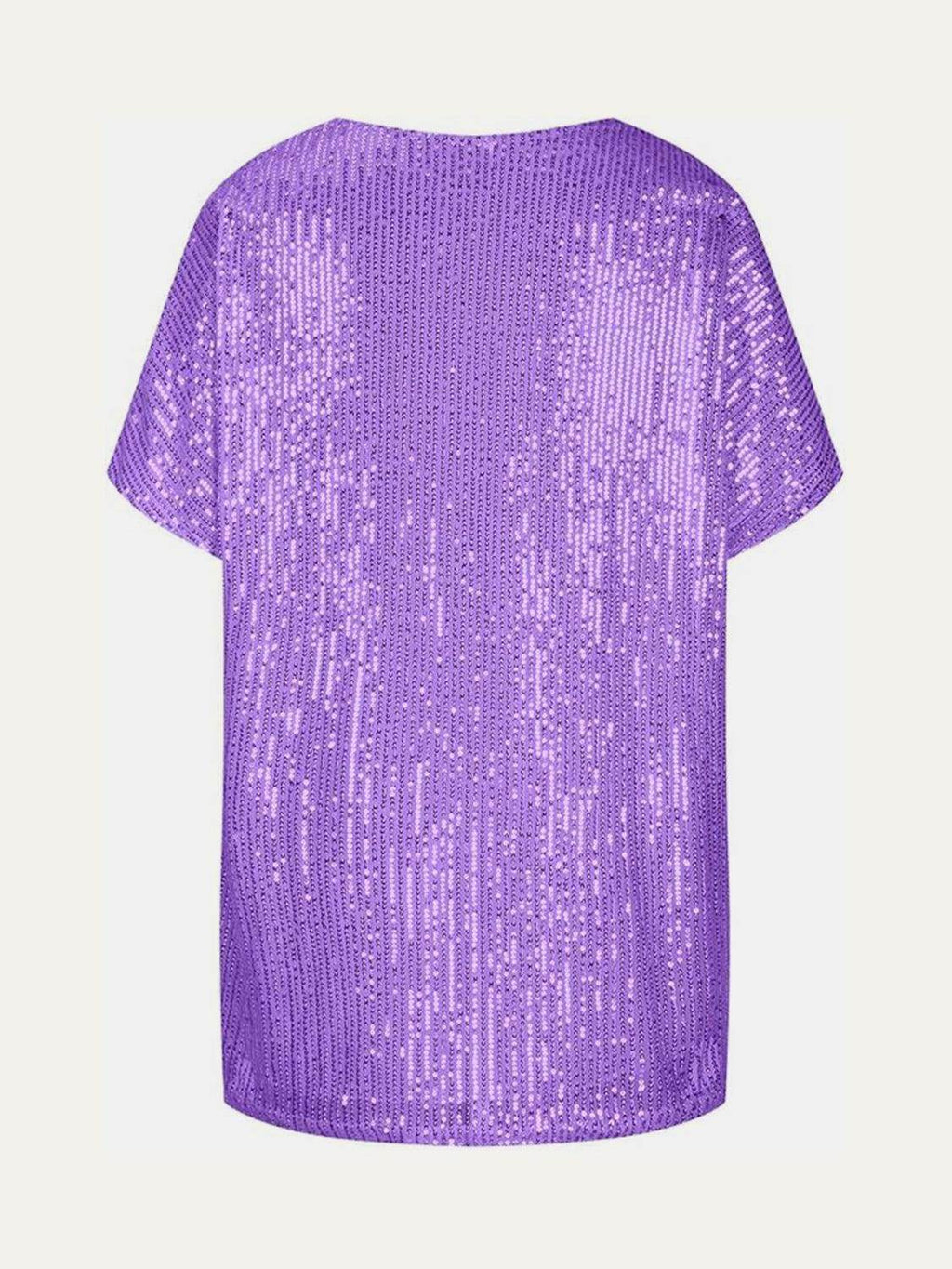 Full Size Sequin V-Neck Short Sleeve Top for Women by Selvanelle