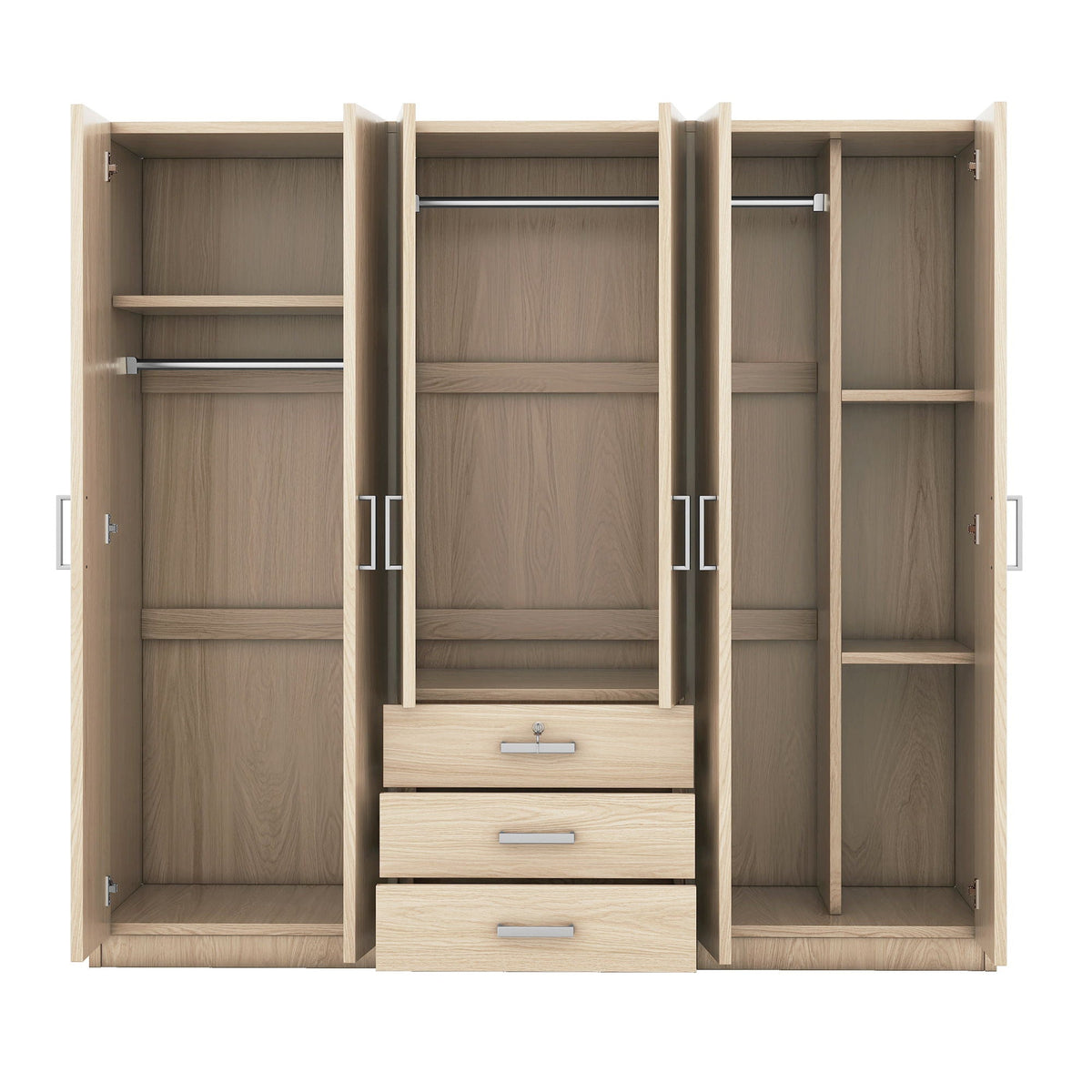 6 Doors Wardrobe Storage For Bedroom, With Big Drawers by Unique Piece Furniture