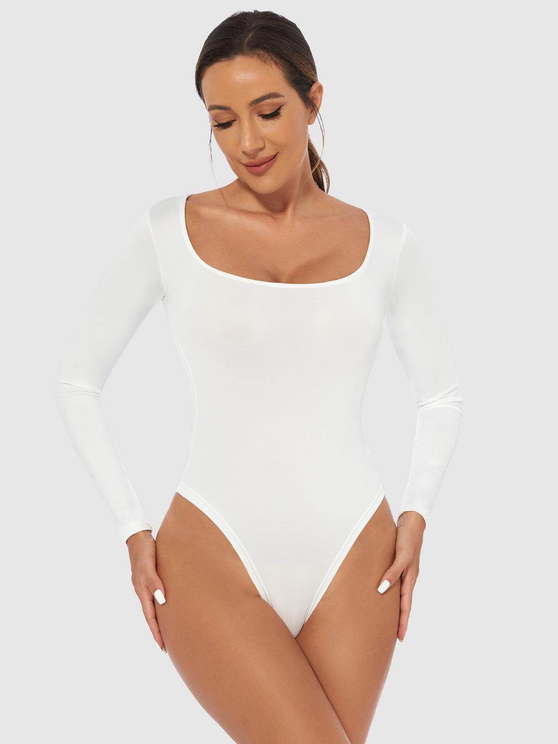 Full Size Scoop Neck Long Sleeve Bodysuit for Women by Selvanelle
