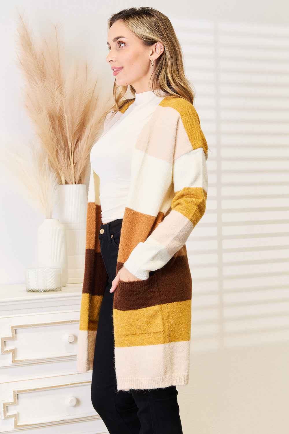 Woven Right Color Block Dropped Shoulder Cardigan by Wild and Free Boutique