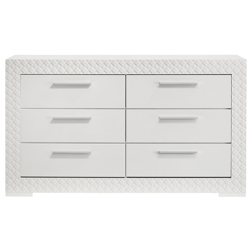 Ives 6-drawer Dresser Cabinet White High Gloss by Unique Piece Furniture