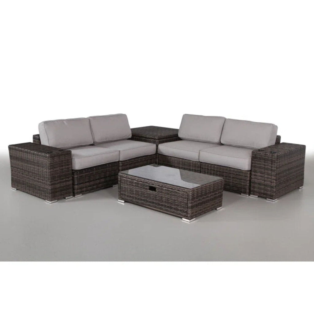 Modern Patio Rattan Sectional Set With Cushions by Unique Piece Furniture