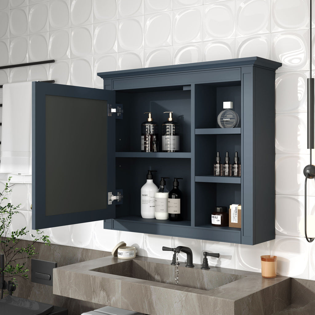 Wall Mounted Medicine Cabinet With Mirror And 3 Open Shelves by Unique Piece Furniture