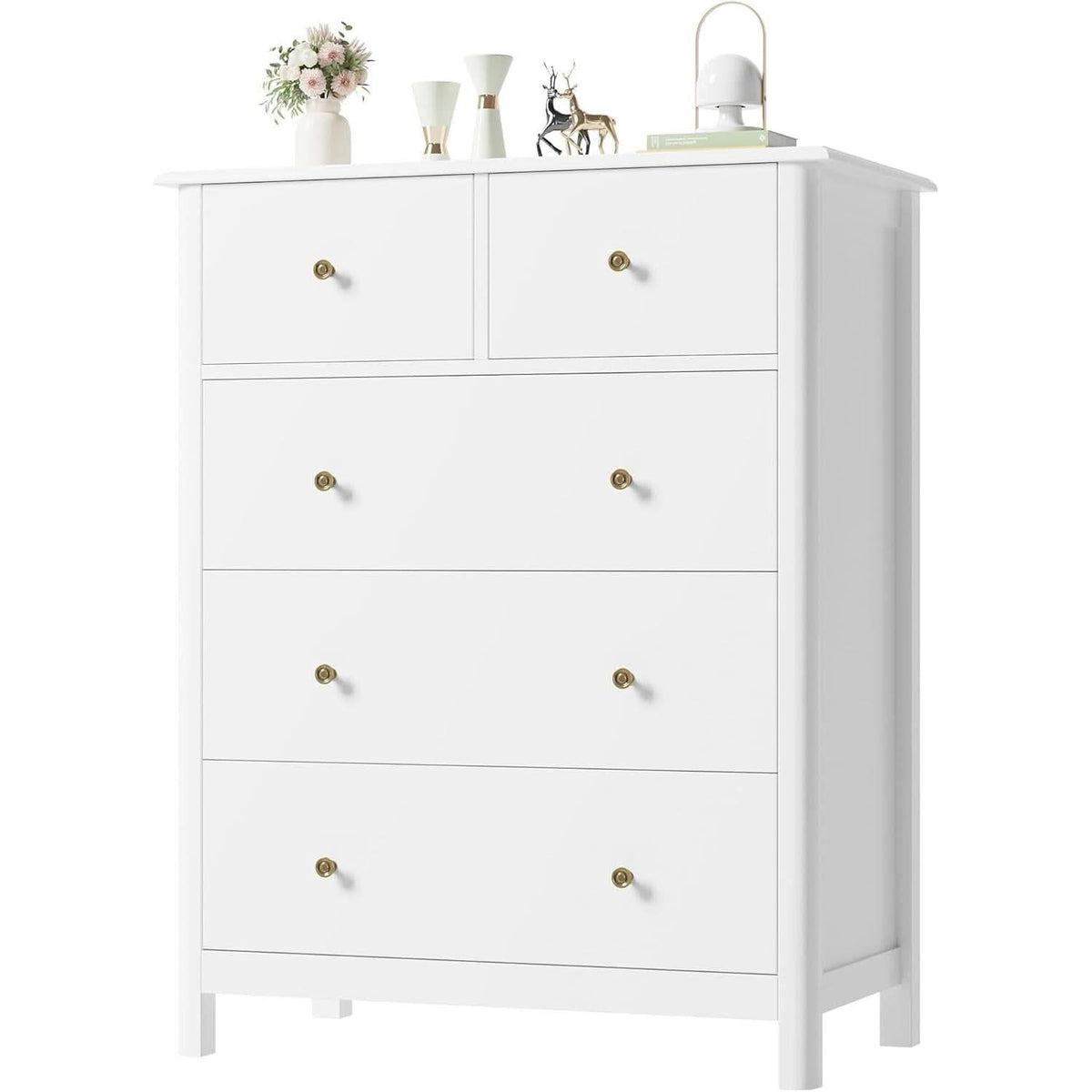 White Five Drawer Dresser For Bedroom Organization by ShipItFurniture