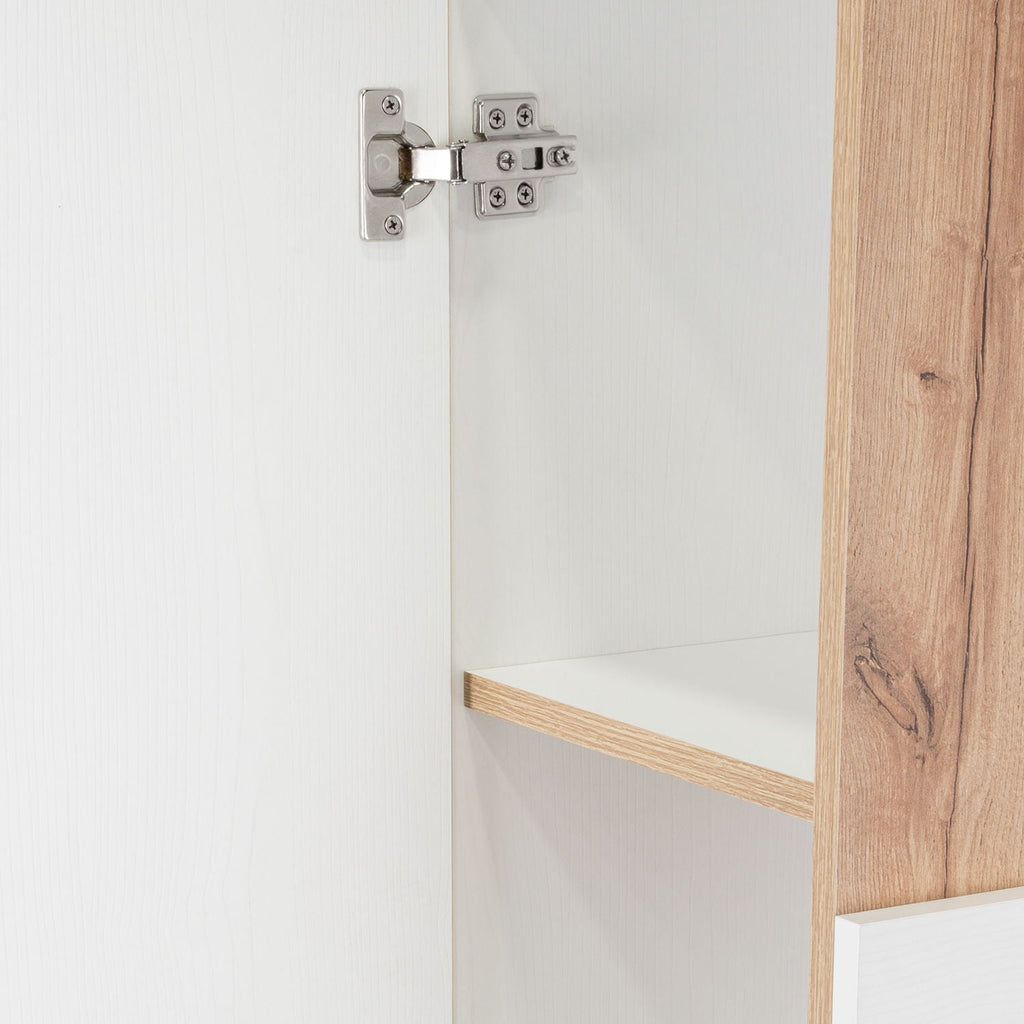 Medicine Single Door Cabinet, Three Shelves - Light Oak / White by Unique Piece Furniture