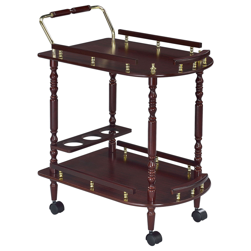 Palmer 2-tier Rectangular Wood Bar Cart Merlot by Unique Piece Furniture