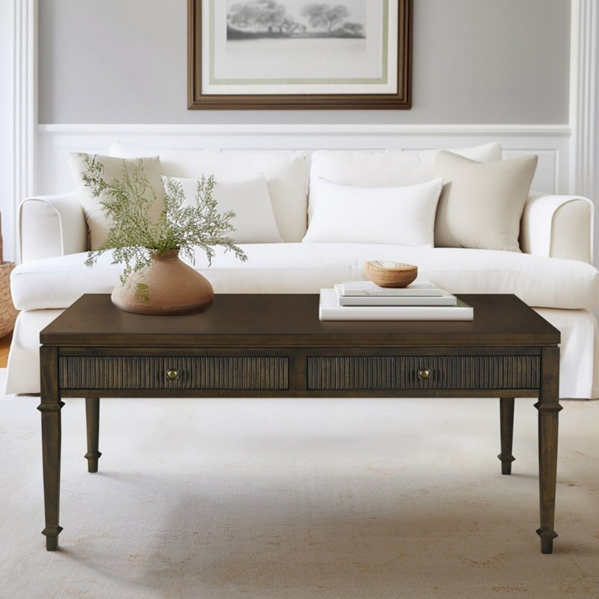 Fluted - 2 Drawer Coffee Table - Brown by Unique Piece Furniture