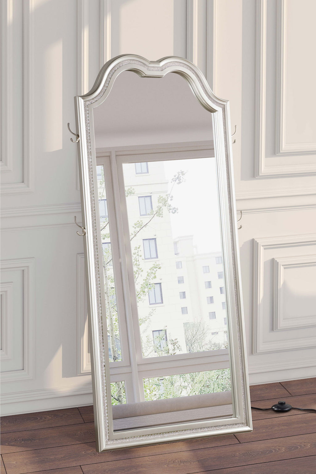Evangeline Full Length LED Light Floor Mirror Silver Oak by Unique Piece Furniture
