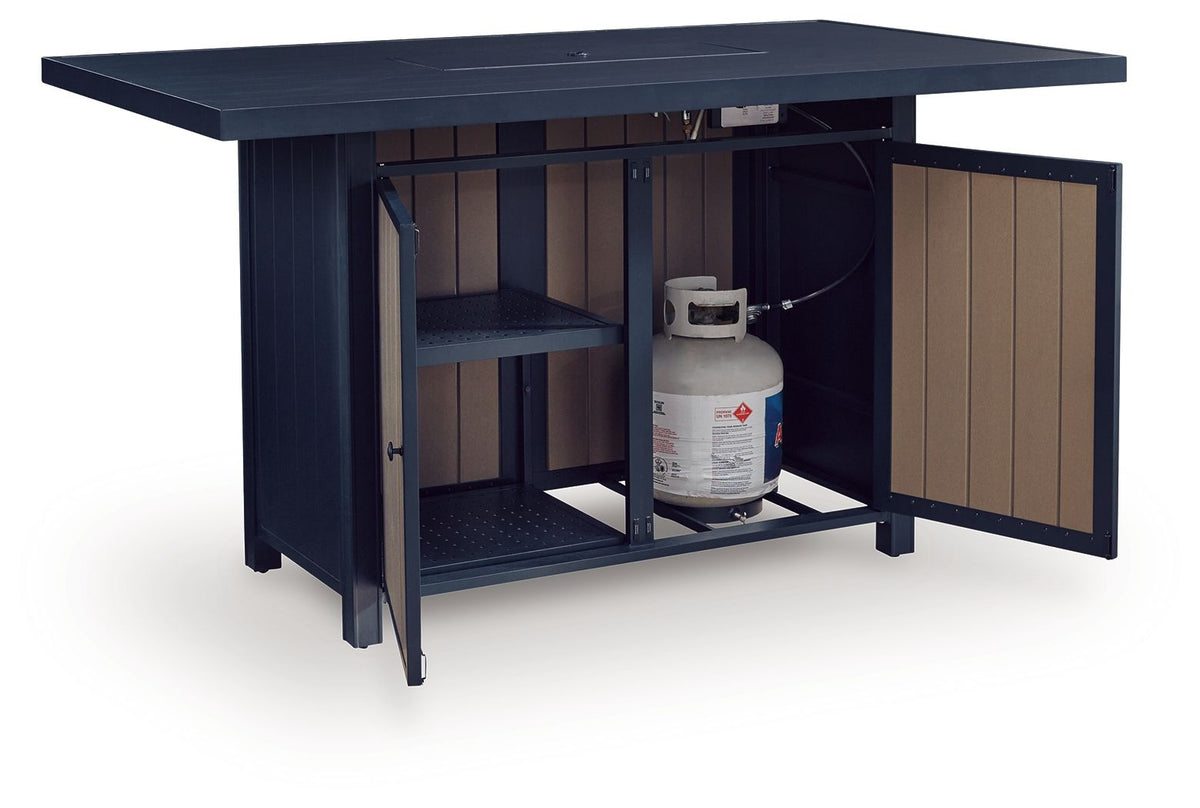 East Beach - Rectangular Bar Table With Fire Pit - Blue by Unique Piece Furniture