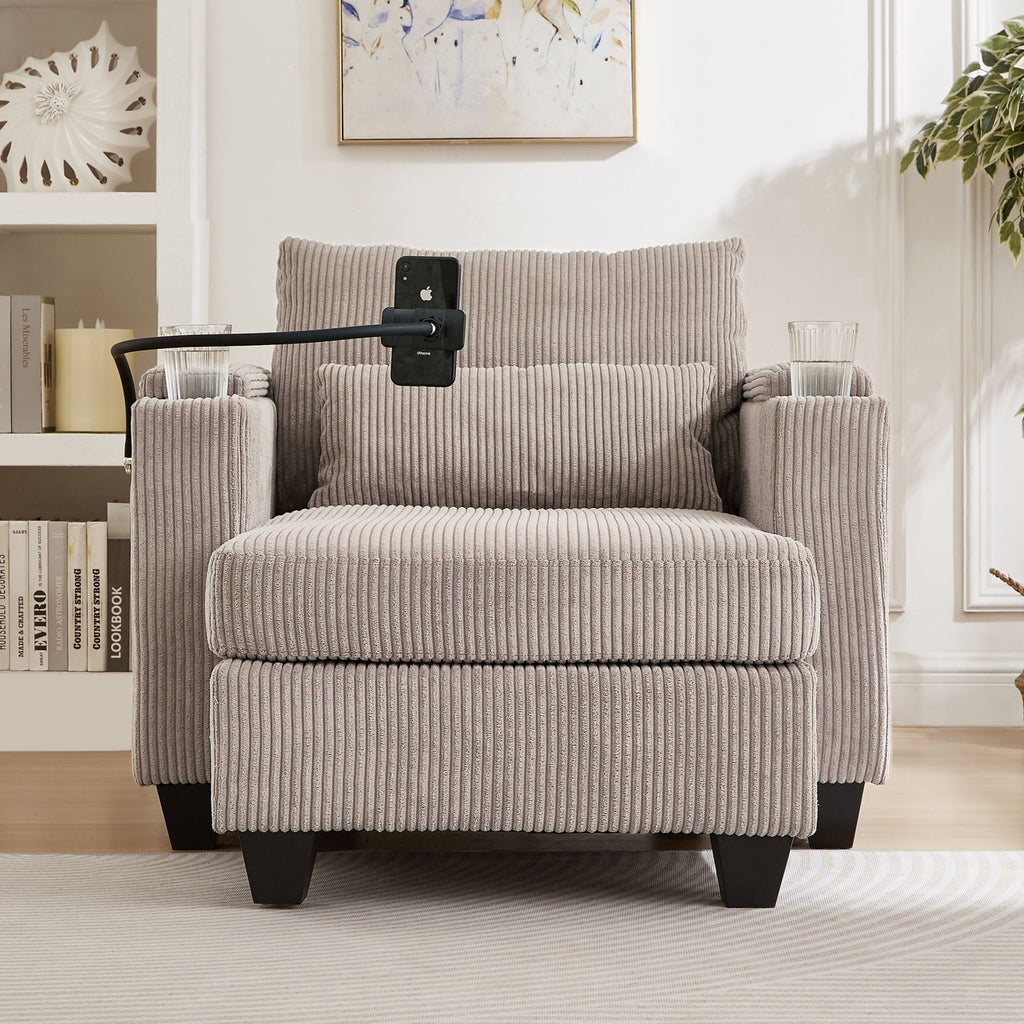 Convertible Chaise Lounge Sofa Chair With USB Ports, Cup Holders, Phone Holder And Storage by Unique Piece Furniture