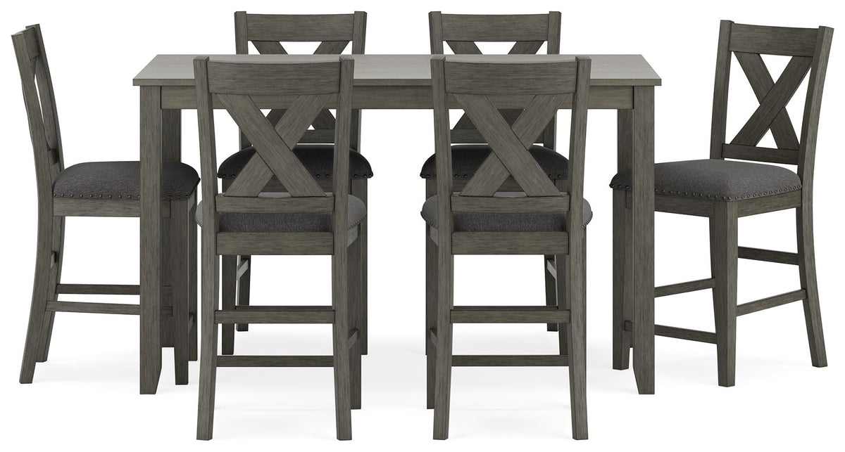 Caitbrook - Rect Drm Counter Table Set (Set of 7) - Gray by Unique Piece Furniture