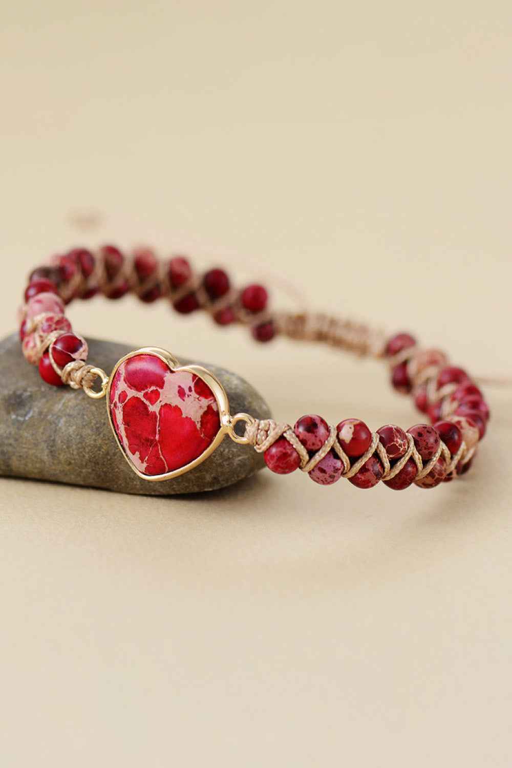 Handmade Heart Shape Natural Stone Bracelet by Wild and Free Boutique